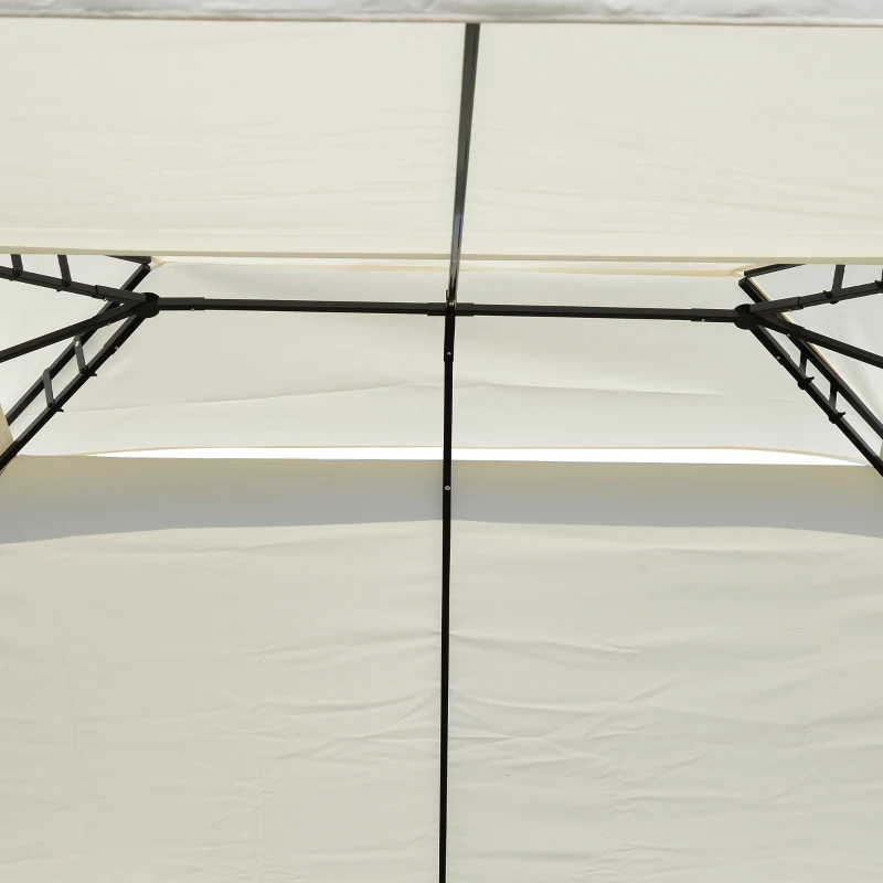 Outsunny 10x13ft Steel Gazebo Sun Shelter Patio Outdoor Party Event Canopy Vented Roof Cream White