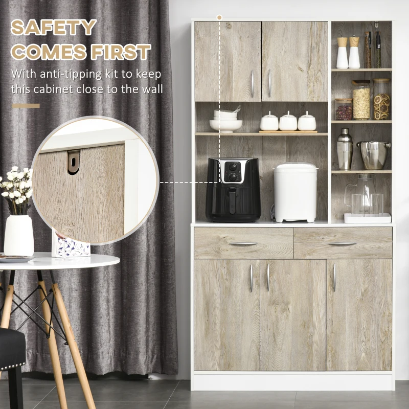 HOMCOM Kitchen Buffet with Hutch Multi Storage Cupboard Cabinet Server Sideboard with Drawers