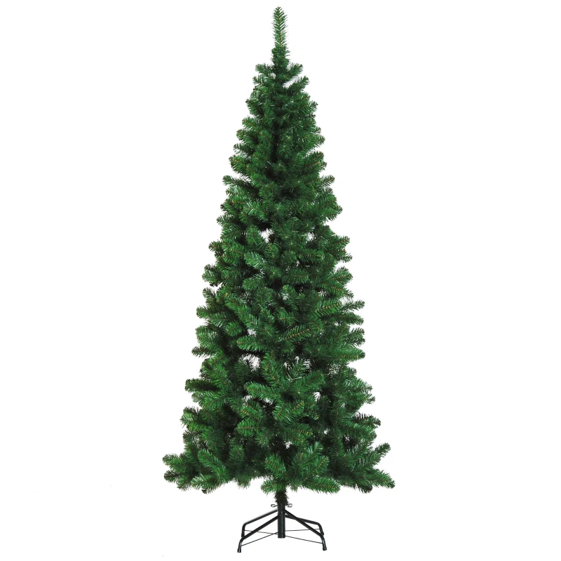 HOMCOM 6.9ft Christmas Tree Artificial Evergreen Spruce Xmas Tree Holiday Decor Indoor Outdoor w/ Stand 631 Branch Tips Seasonal Decoration Green