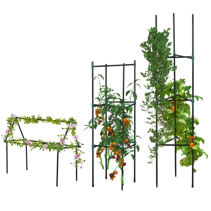Outsunny 3 Pack Tomato Cage Set, 72 Inch DIY Tomato Plant Support Trellis, Tomato Trellis for Climbing Vegetables, Flowers and Fruits, Dark Green