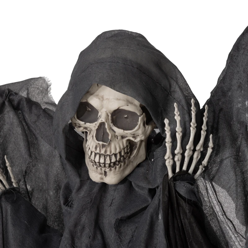 HOMCOM 6.4' Life Size Winged Grim Reaper Outdoor Halloween Decoration Animatronic, Animated Prop w/ Light Up Eyes