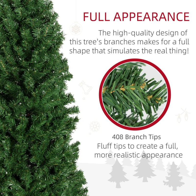 HOMCOM 5FT Pencil Christmas Tree, Artificial Christmas Tree with Automatic Open for Home Party, Green