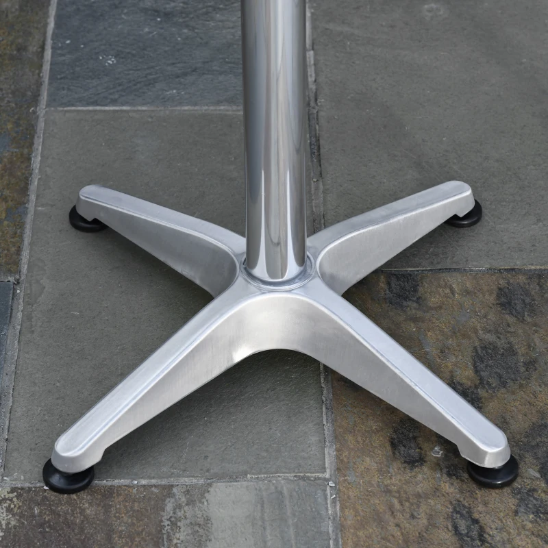 Outsunny 3-Piece Outdoor Patio Bistro Table Set with Aluminum Frame, Woodgrain-Style Tabletop & Draining Slat Design