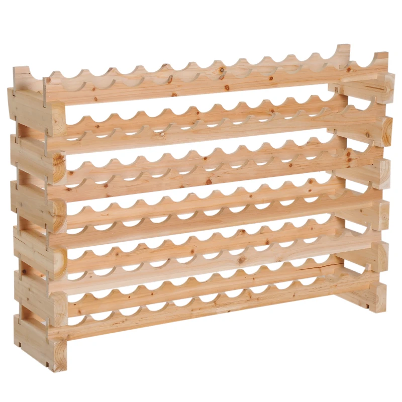 HOMCOM 72 Bottle Wine Rack Wood Wine Rack Holder 6 Tier Bottle Shelves, Natural