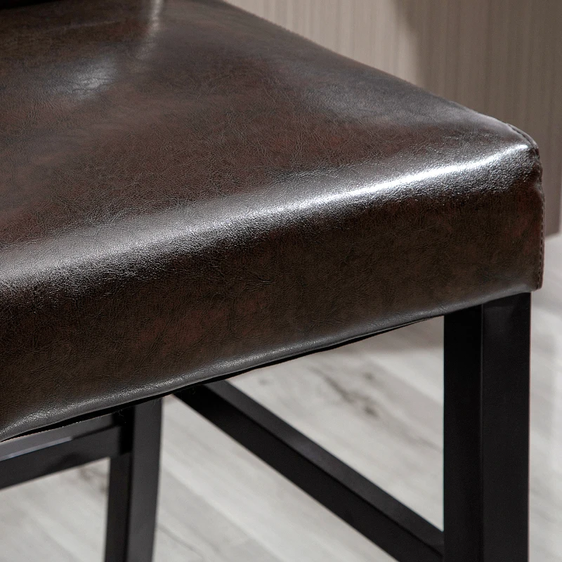 HOMCOM 2 Pieces Retro Style Bar Stools Tall Chair with Back  Footrest for Home Pub