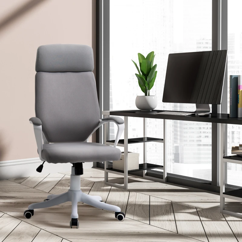 Vinsetto Office Chair High Back Computer Desk Chair 360° Swivel Task Chair with Lumbar Back Support, Padded Armrests, Adjustable Height