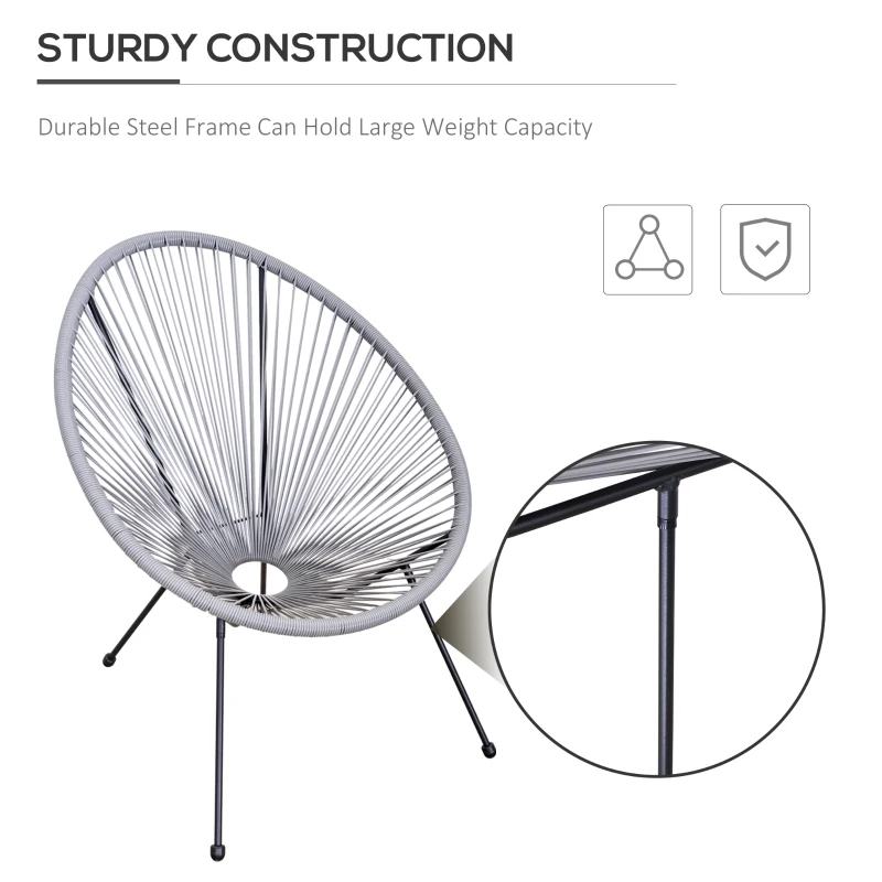 Outsunny 4-Piece Outdoor Patio Conversation Furniture Set All-Weather PE Rattan Wicker Oval Chair Sets - Light Grey