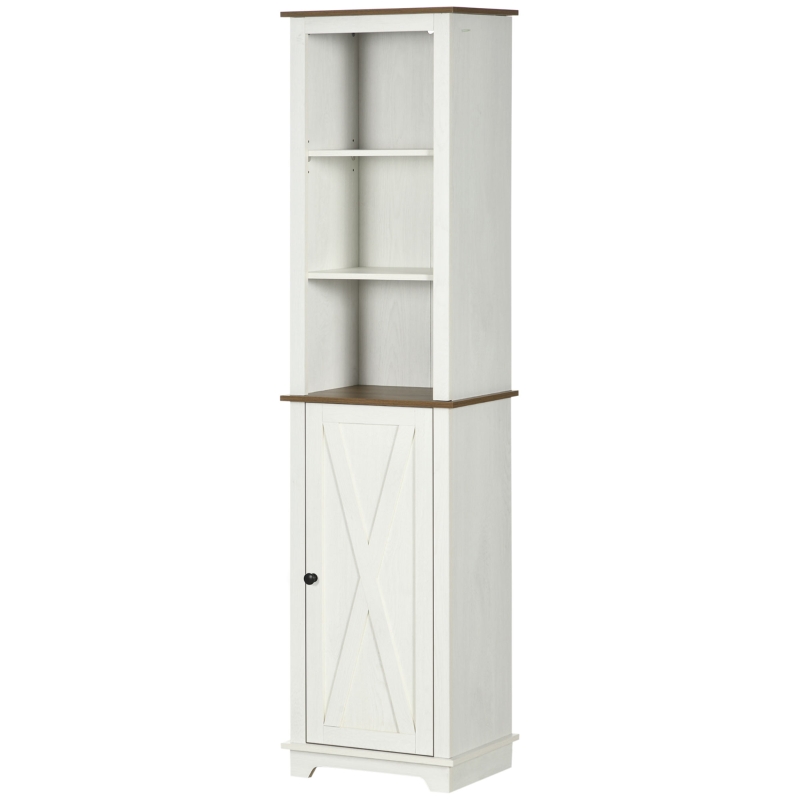 kleankin Bathroom Cabinet, Tall Storage Cabinet with Door and Adjustable Shelves, 15.6" x 11.8" x 63", White