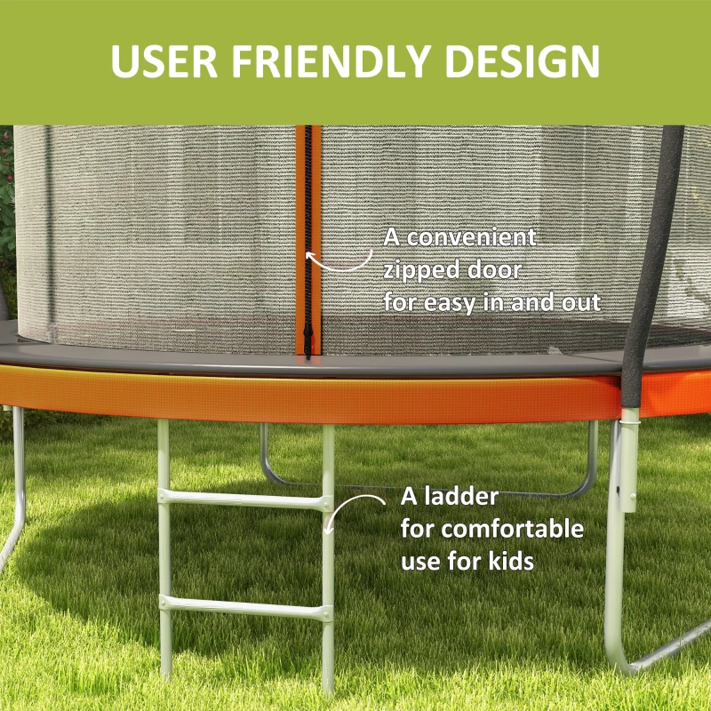 Soozier 8ft Outdoor Trampoline with Enclosure Net and Ladder, Backyard Fitness Trampoline for Teens and Adults
