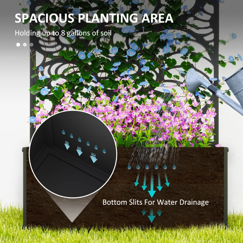 Outsunny Metal Garden Bed with Trellis for Climbing Plants, Freestanding or Wall Mounted Flower Bed for Garden, Patio, Balcony