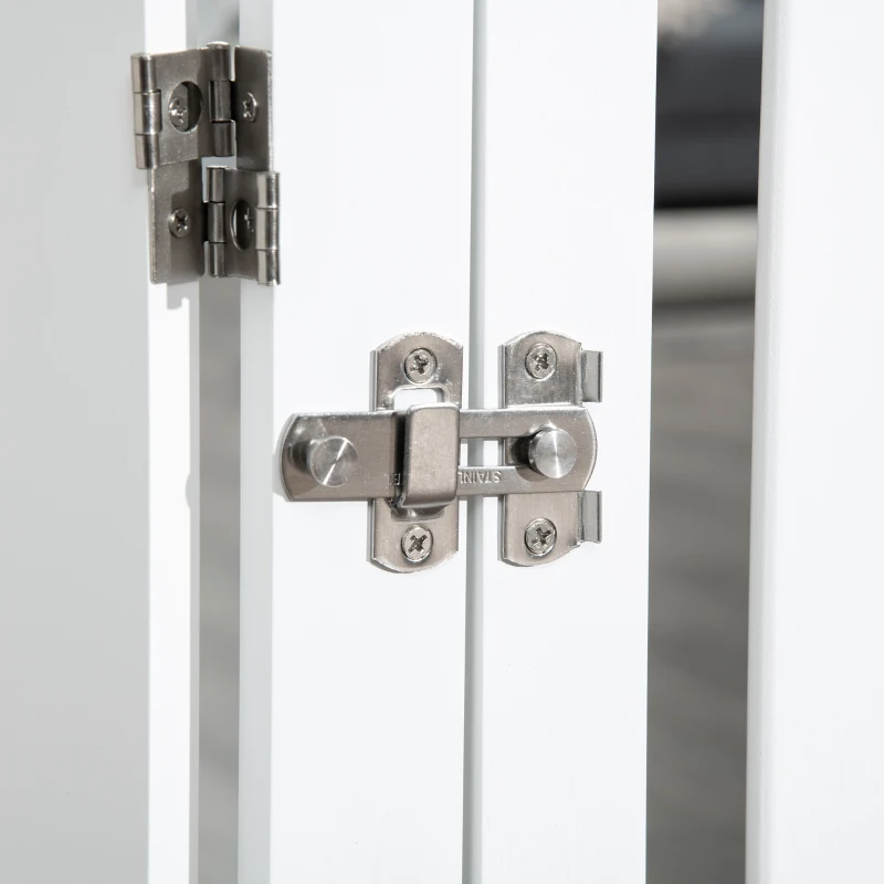 PawHut 31.5"H Foldable Dog Gate with Door, 3 Panels Freestanding Pet Gate Barriers Indoor with Support Feet, Puppy Fence for Small Medium Dogs, White