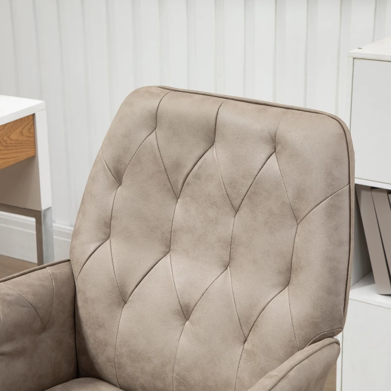 Vinsetto Microfiber Home Office Chair, Tufted Height Adjustable Computer Desk Chair with Swivel Wheels and Padded Armrests, Light Gray