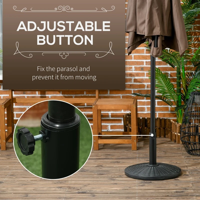 Outsunny 25 lbs Market Umbrella Base Holder 17.5" Round Parasol Stand with Rattan Design for Patio, Outdoor, Backyard, Black