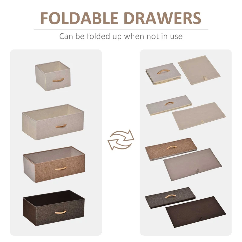 HOMCOM 5-Drawer Fabric Dresser Tower, 4-Tier Storage Organizer with Steel Frame for Hallway, Bedroom, and Closet, Maple Wood