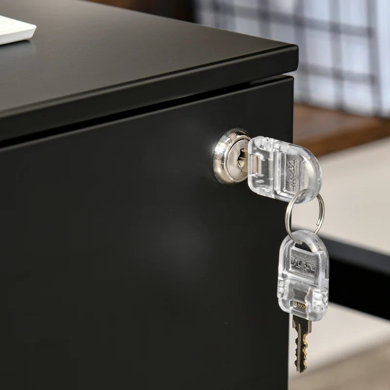 Vinsetto Lockable File Cabinet, Steel Filing Cabinet on Wheels for Legal, A4, Letter Size, with Pencil Tray for Home Office