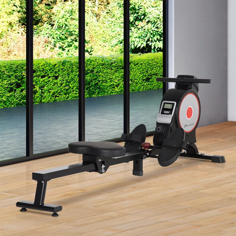 Soozier Magnetic Rowing Machine, Foldable Rower with 8 Level Resistance, Digital Monitor & Transport Wheels for Home Gym