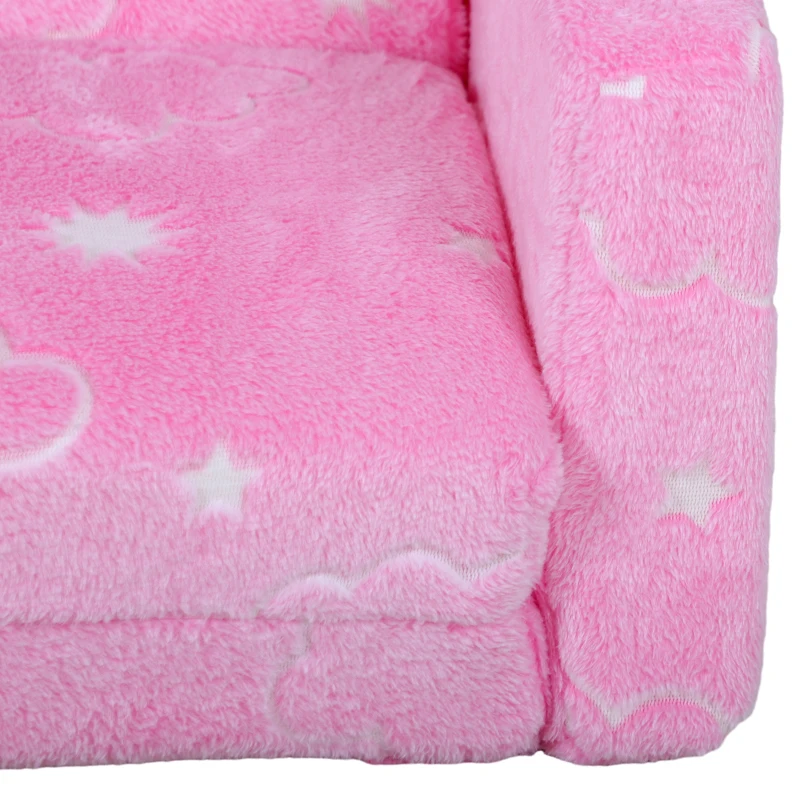 Qaba Couch with Glow in the Dark Cloud Pattern, Washable Cover, Pink