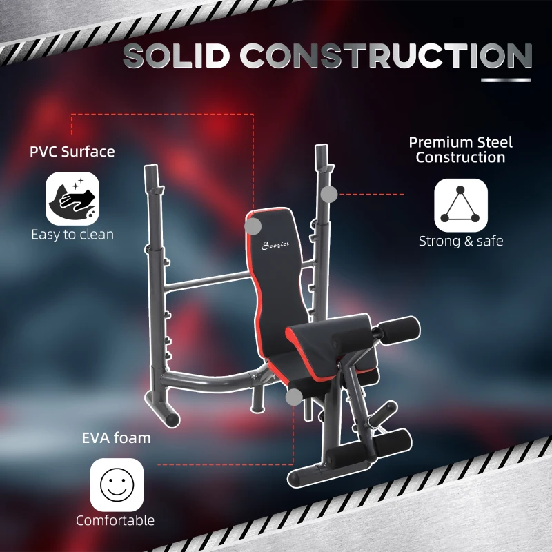 Soozier Press Bench, Heavy Duty Multiple Function Workout Adjustable Bench with Preacher Curl, Leg Developer