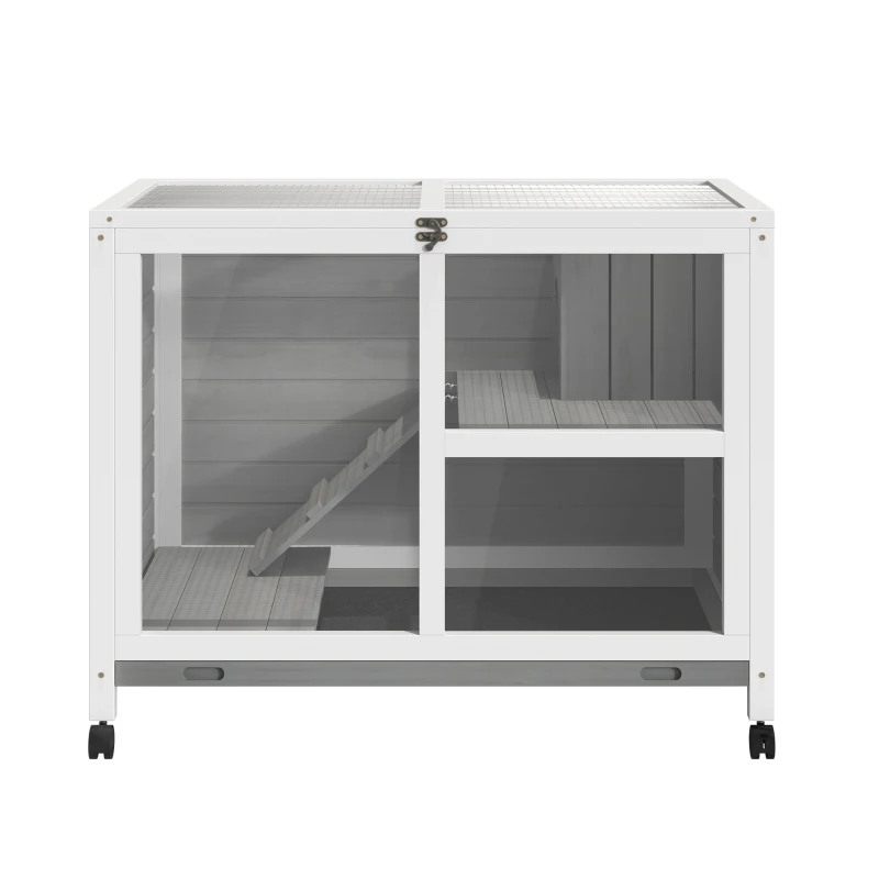 PawHut Desk/Table Sized Rabbit Hutch with Wheels