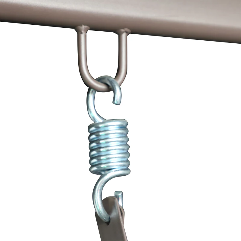 Outsunny Outdoor Patio 3-Person Steel Canopy Cushioned Seat Bench Swing with Included Side Trays & Padded Comfort, Black