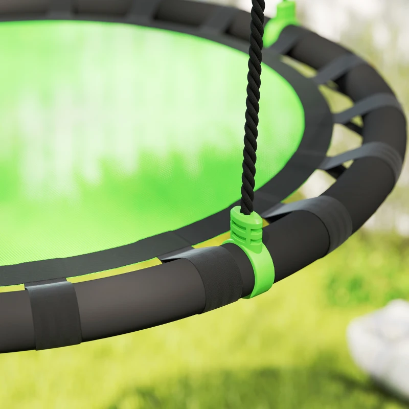 Qaba 39 inch Saucer Tree Swing Set for Kids with Adjustable Hanging Ropes for Outdoor, Backyard, Green