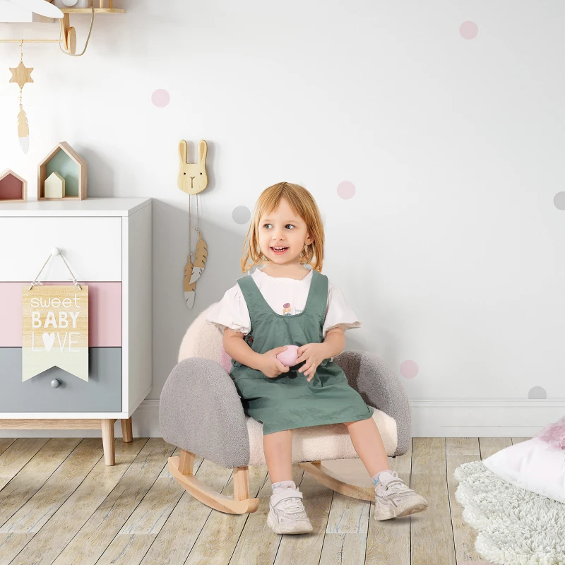 Qaba Kids Sofa, Rocking Toddler Sofa Chair, Gift for 18-36 Months, Gray