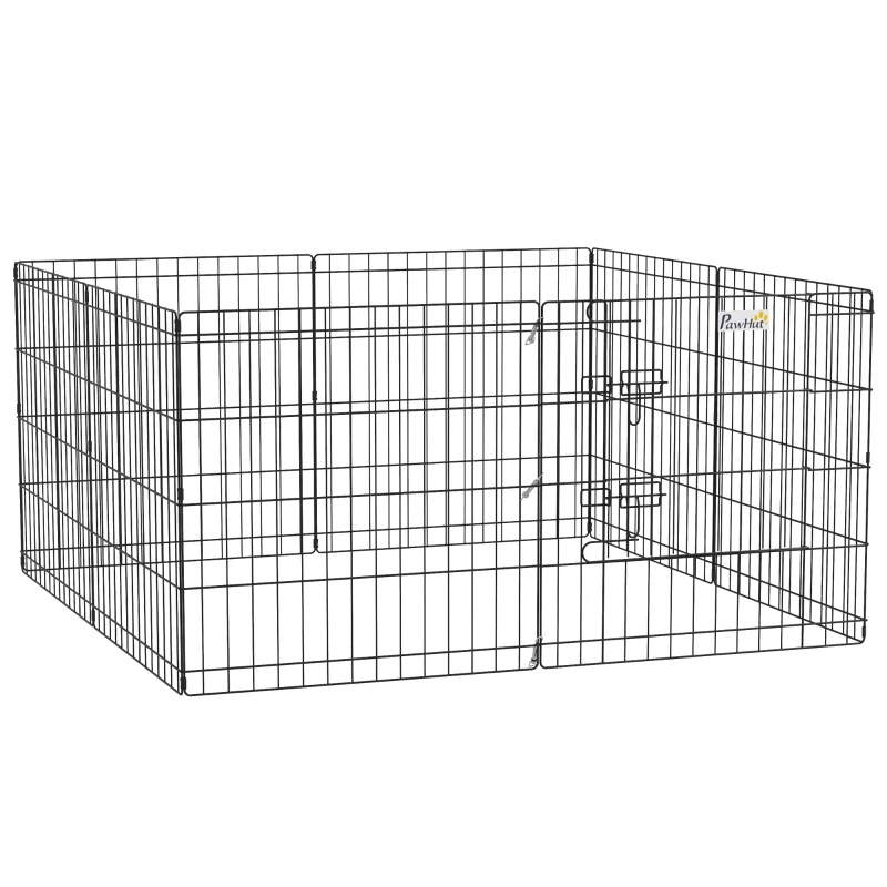 PawHut 24inch Foldable Metal Exercise Pet Playpen Yard Dog Puppy Kennel Cage 8 Panel