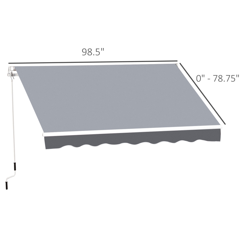 Outsunny 8' x 7' Retractable Awning, Patio Awnings, Sunshade Shelter with 280 g/m² UV & Water-Resistant Fabric and Aluminum Frame for Deck, Balcony, Yard, Grey