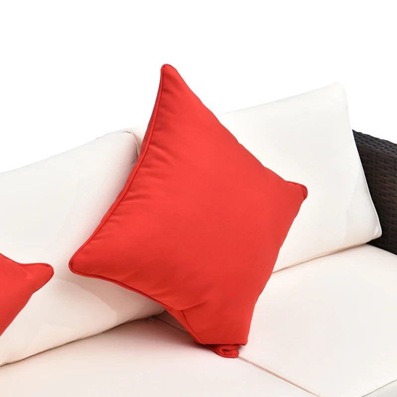 Outsunny 6 Piece Patio Furniture Set Outdoor Wicker Conversation Set All Weather PE Rattan Sectional Sofa Set with Ottoman, Cushions and Tempered Glass Table, Mixed Brown and Cream White