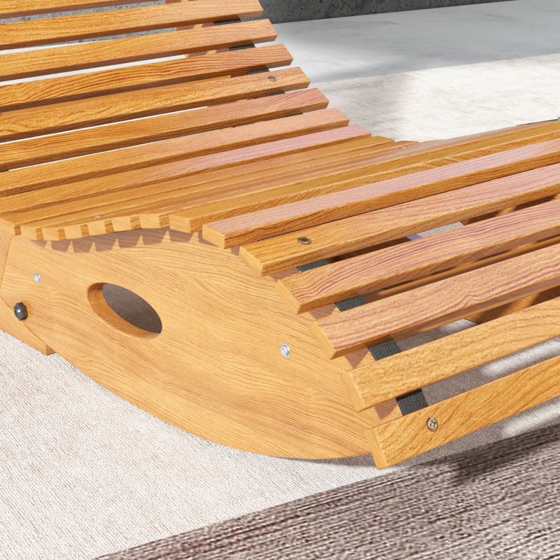 Outsunny Outdoor Rocking Chair w/ Slatted Seat, Wooden Rocking Chair, 51.2" x 23.6" x 23.6", Light Brown