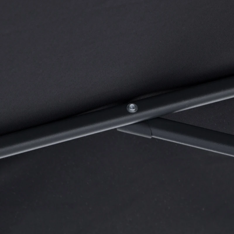 Outsunny 10' Deluxe Patio Umbrella Outdoor Market Parasol Banana Hanging Offset Sunshade Crank Cross Base Black