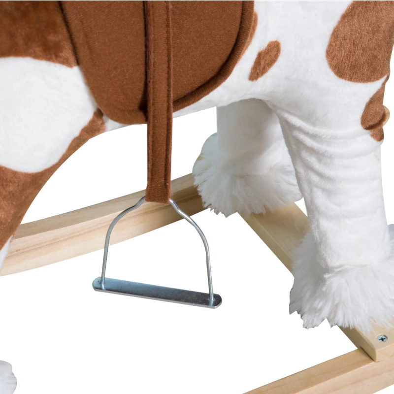 Qaba Toddler Rocking Horse, Kids Plush Rocking Chair Toy with Nursery Rhyme Music Brown