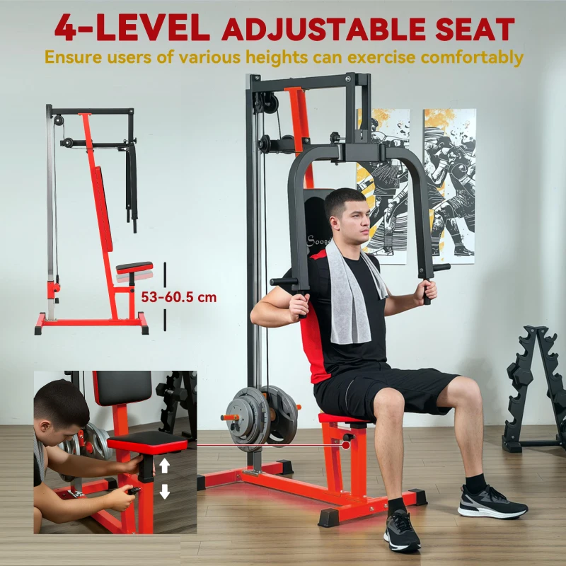 Soozier Chest Fly and Chest Press Machine for Back, Pectoral, Rear Deltoid and Shoulder Training, Red