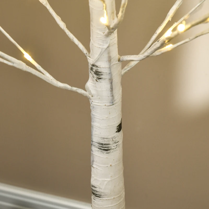 HOMCOM 5 ft Artificial Birch Tree Light with Pre-Lit LED Light for Home Party, Indoor and Covered Outdoor Use