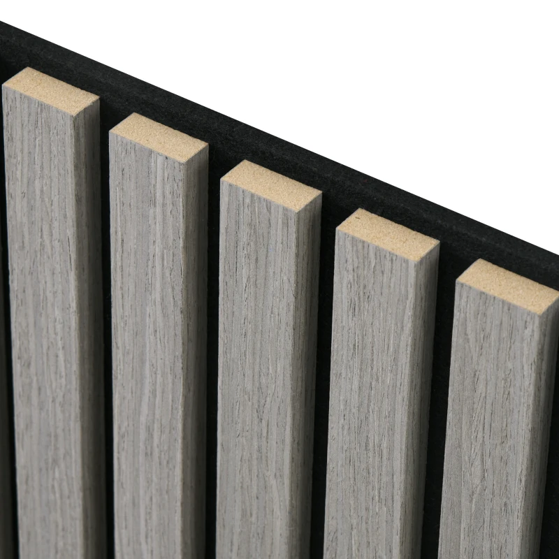 HOMCOM 24"x24" Wood Panels for Wall, 4 Pack Acoustic Panels, Sound Absorbing Slat Wall For Interior Wall Decor, Home, Gray