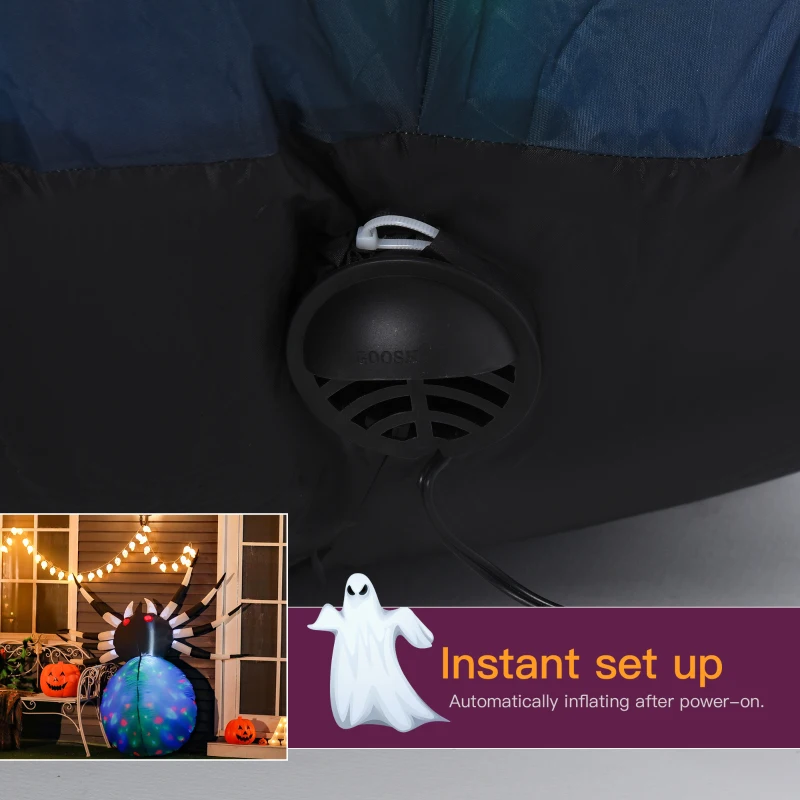 HOMCOM 5Ft Long Halloween Giant Scary Spider LED Lighted Airblown Inflatable Lawn Decoration Holiday Season Garden Decor