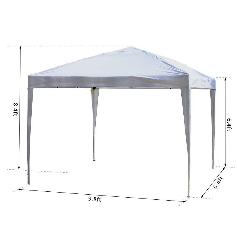 Outsunny 10' x 10' Easy Pop Up Canopy Gazebo Party Tent Shelter - White