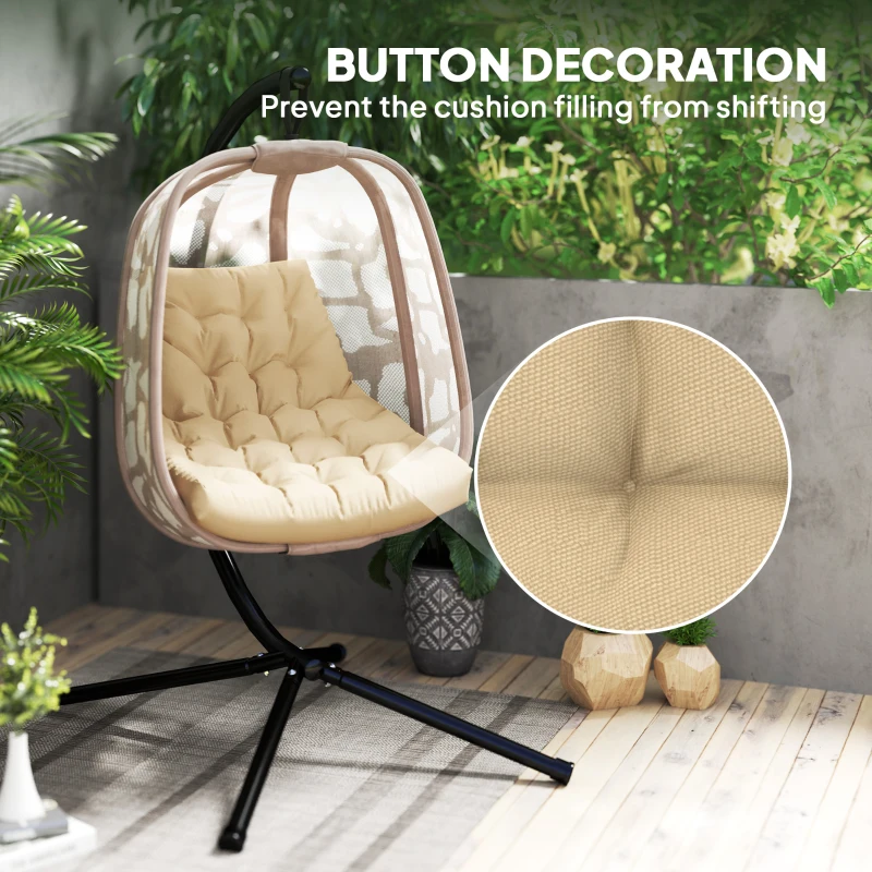 Outsunny Outdoor Swing Cushion, Tufted Patio Cushion Replacement for Garden Chair Egg Chair,  Indoor Outdoor Seat Cushion, Beige