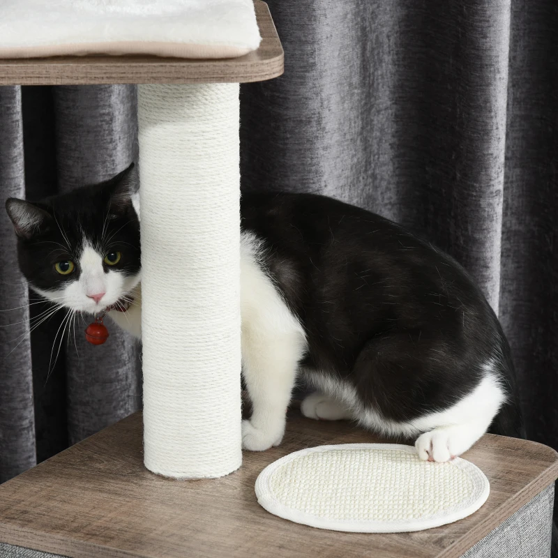 PawHut 44" H Feline Cat Tower Tree House with Sisal Scratching Posts, Soft Relaxing Cushions, & Many Perches/Condos