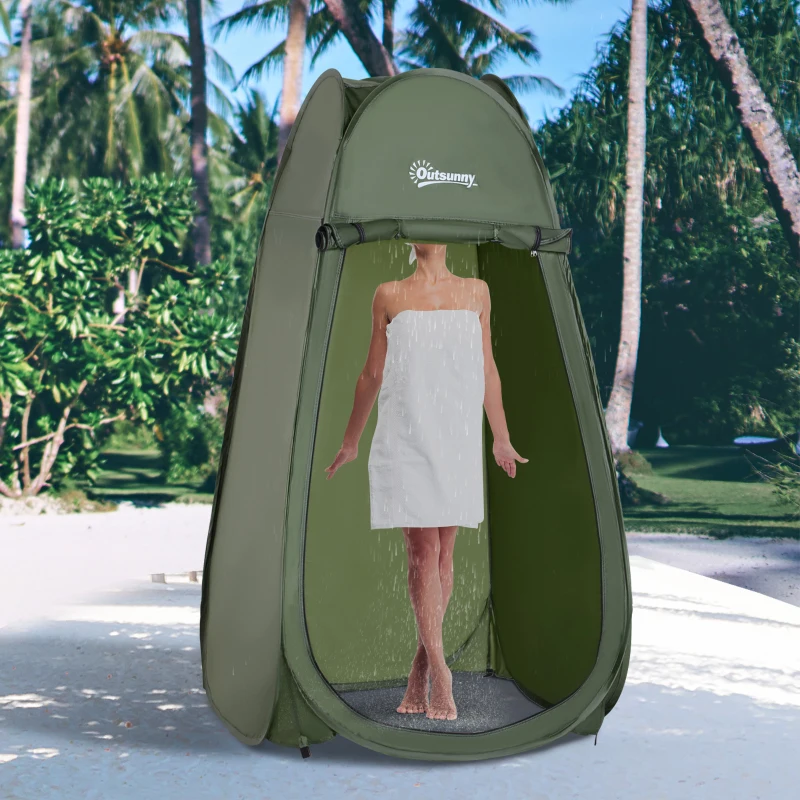 Army Green Popup Shower Tent - Portable Changing Room