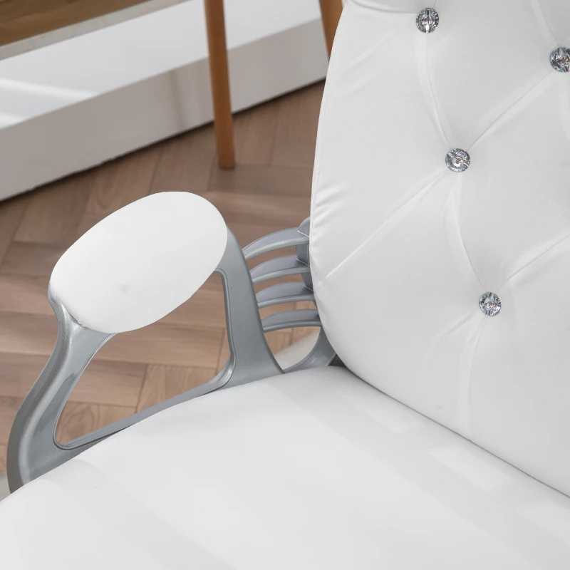 Vinsetto Velvet Office Chair Desk Chair with 360 Degree Swivel Wheels Adjustable Height Tilt Function White