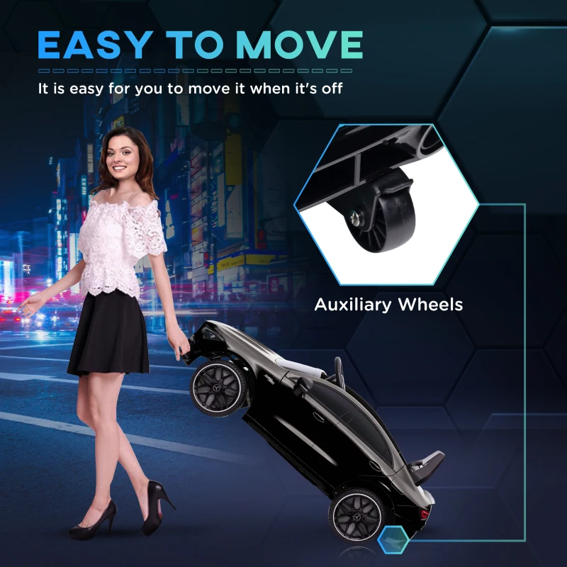 Qaba Mercedes-Benz AMG Licensed 12V Ride on Car, Kids Electric Car with Remote Control, Spring Suspension, LED Lights, Black