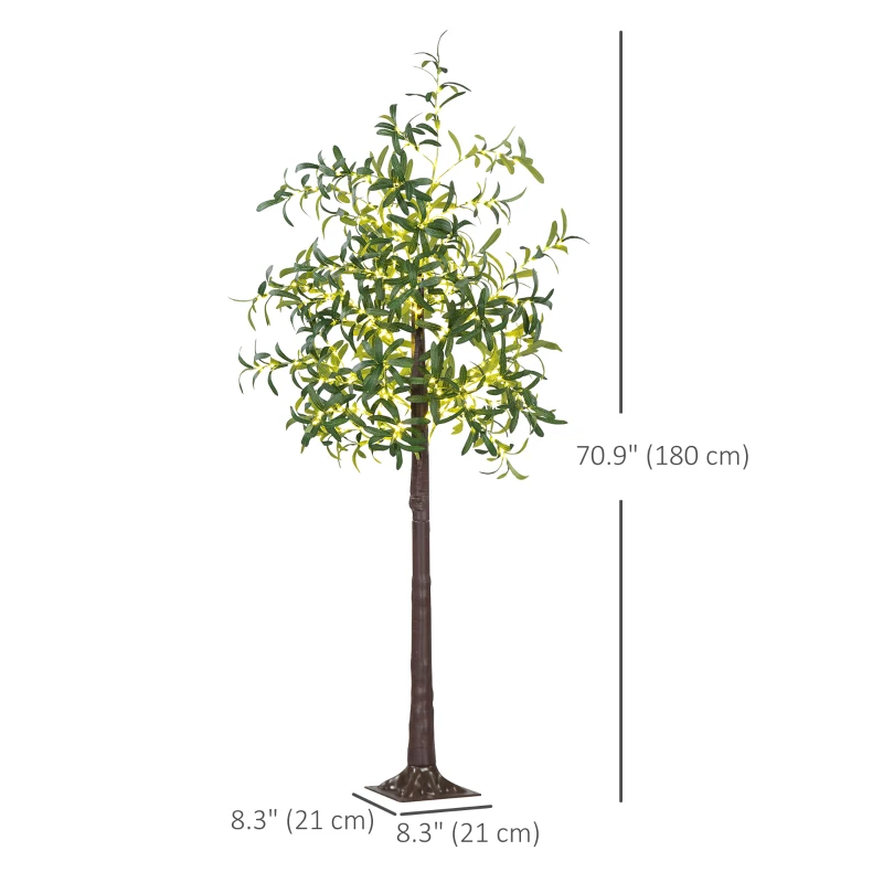 HOMCOM 6ft LED Olive Tree with 300 Warm White Lights, Light up Olive Tree for Indoor, Home, Party, Wedding, Christmas, Green