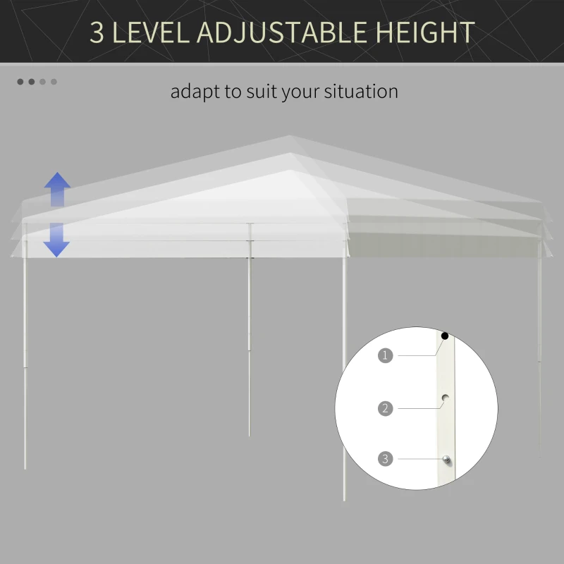 Outsunny 13' x 13' Pop Up Canopy Height Adjustable, Instant Pop Up Canopy Tent with Carrying Bag, Portable Gazebo Tent, White