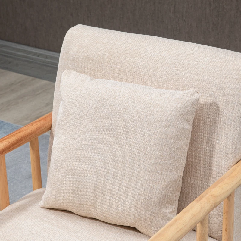 HOMCOM Accent Chair with Softness & Support, Upholstered Arm Chair for Living Room Furniture, Comfy Chair for Bedroom