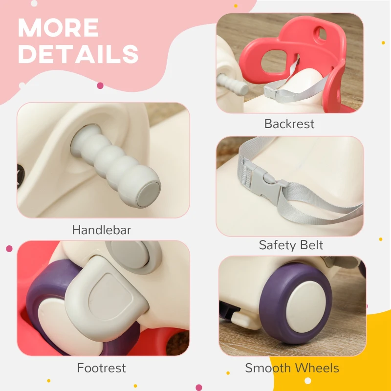 Qaba 4 in 1 Kids Rocking Horse w/ Detachable Balance Board & Push Handel, Red