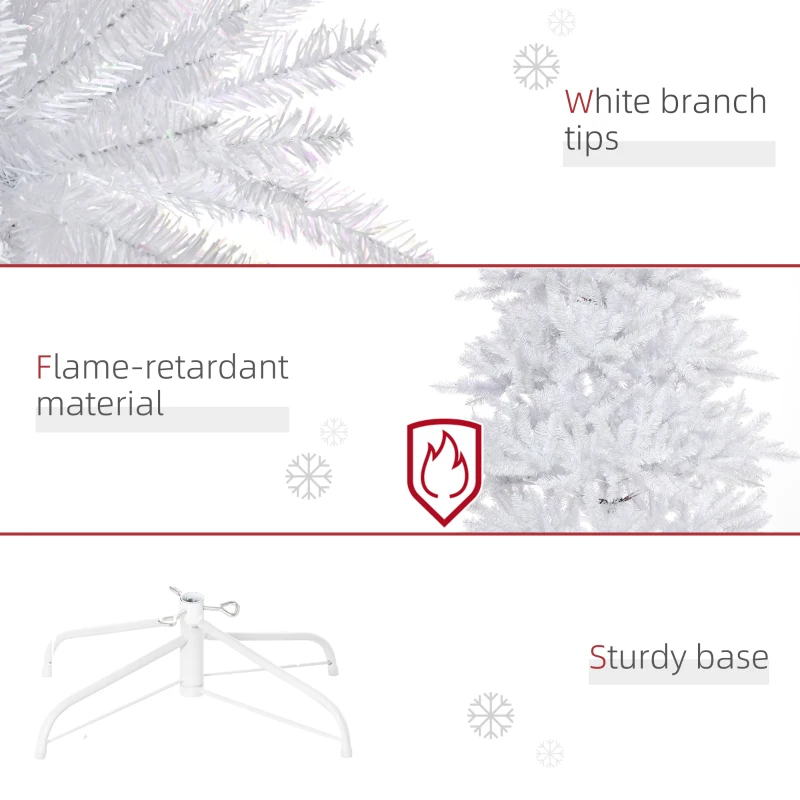 HOMCOM 7FT Artificial Christmas Tree Holiday Xmas Tree with Foldable Feet Home Indoor Holiday Decoration White