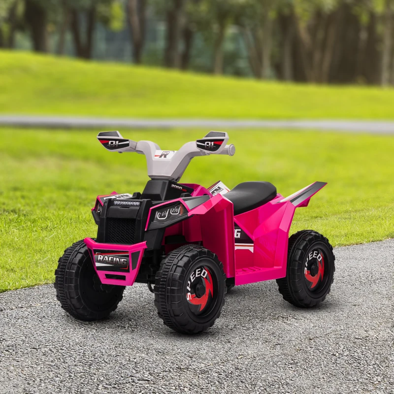 Aosom 6V Electric Toy Car with Forward Backward, Wear-Resistant Wheels for Ages 18-36 Months, Pink