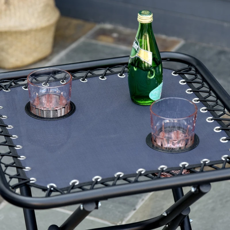 Outsunny Zero Gravity Chair Set of 2 Patio Chair with Side Table Cupholders and Pillows for Pool, Backyard, Lawn, Blue