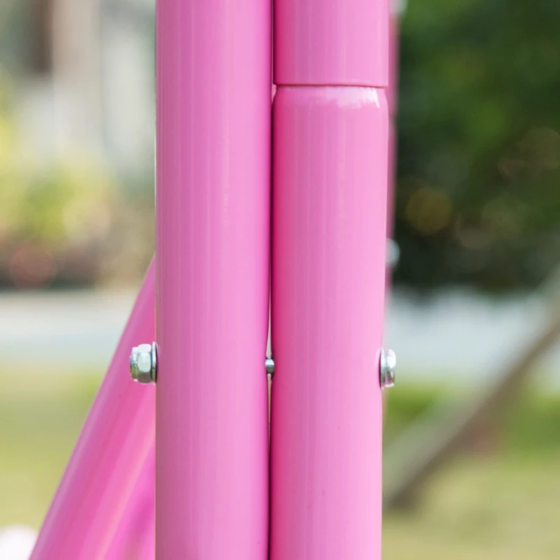 Outsunny 2-Seat Kids Porch Swing Chair, Children Outdoor Patio Furniture Lounge Chair for Garden, with Adjustable Canopy, Seat Belt, Mermaid Pattern, for 3-6 Years Old, Pink